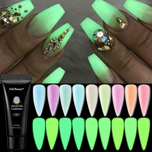15ML Luminous Gel For Extension Fluorescent Glow In Dark Nail Polish Painless Building Acrylic Prolong Lacquer Varnishe LE1832