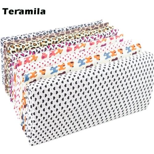 Teramila Charming Leopard Floral Plain 100% Cotton Print Patchwork Cloth Drawings Fabric for Sewing Handmade Crafts Needlework