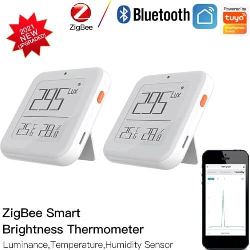 Tuya Zigbee Smart Brightness Thermometer Sensor Real-time Light Sensitive Temperature And Humidity Detector With Battery