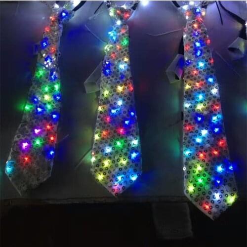 Colorful Led Luminous Neck Tie Mixcolor Flashing Fashion Tie Party And Dancing Stage Glowing Christmas Stage Show Tie Dance Wear