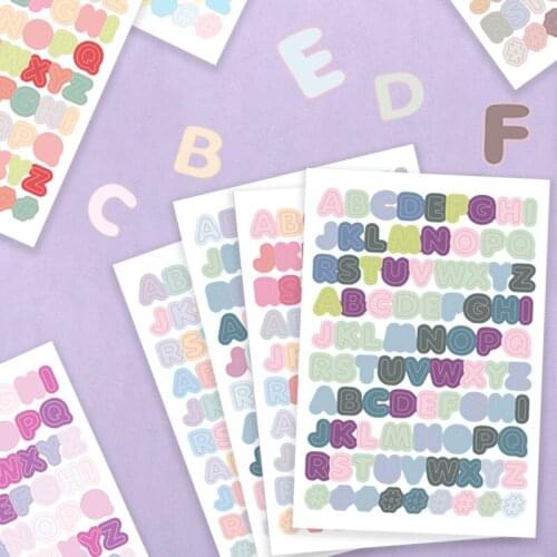 Yisuremia 1pc Kawaii Coloured Alphabets Sticker Cartoon Waterproof Sticker Decorate Photos Journal Planner DIY School Stationery