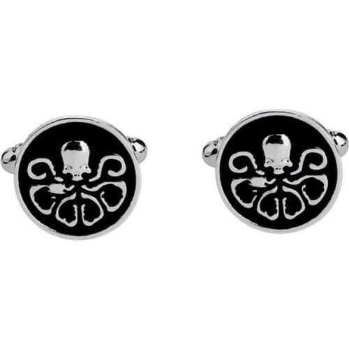One pair popular 2cm round alloy black enamel popular animal head charm mens cufflinks xyc220