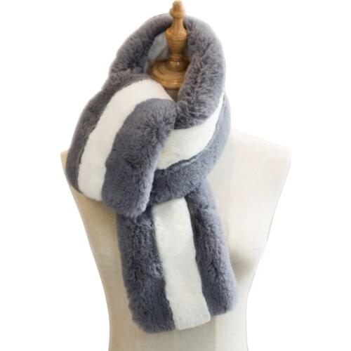 Lady Blinger faux rabbit fur scarves super soft striped patchwork fur scarves long winter fur shawls