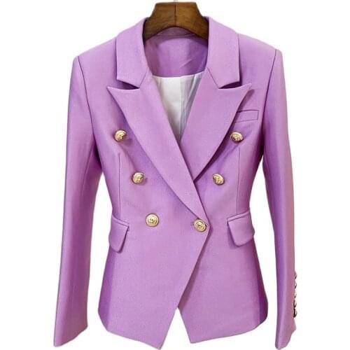 Latest Arrival Euro and America Style Womens High Quality Double Breasted Elegant Purple Suit Blazer Jacket for Lady