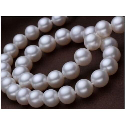 Women Gift word Love shipping Stunning 17"9-10mm natural south sea genuine white pearl necklace