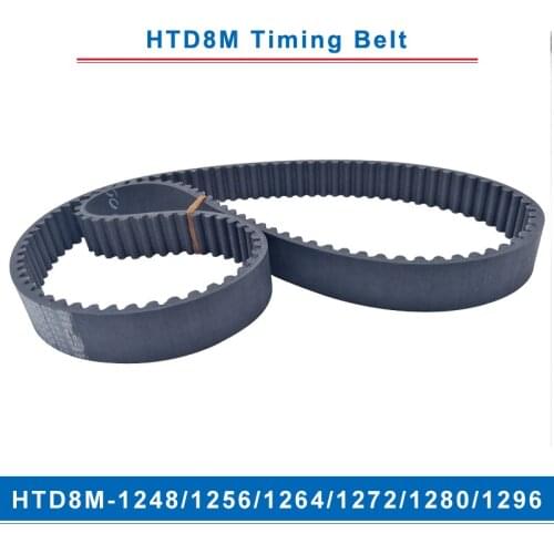 Timing belt HTD8M-1248/1256/1264/1272/1280/1296 teeth pitch 8mm circular teeth belt width 20/25/30/40mm for 8M timing pulley