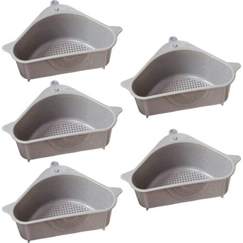 1 Set of 5 Drain Racks, Hanging Sink Corner Basket Drain Rack, with Suction Cup, for Kitchen and Bathroom