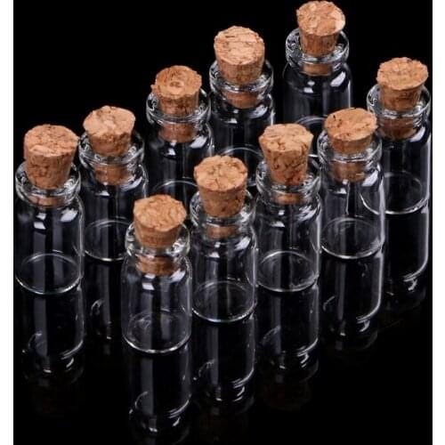 10pcs Mini Glass Wish Bottle Vial with Cork Stopper Storage Pendant 0.5/1/2/20mL wholesales 517