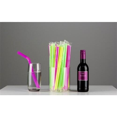 1500 Pieces 12*210mm Wrapped Wide Fat Drinking Straw Extendable Flexible Straws for Shakes Boba Bubble Smoothies Free Shipping