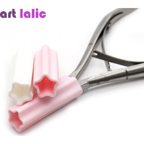 2Pcs Plastic Nipper Cover Pink White Protective Sleeve for Nail Cuticle Scissors Manicure Pedicure Tools Dead Skin Tweezers Cap