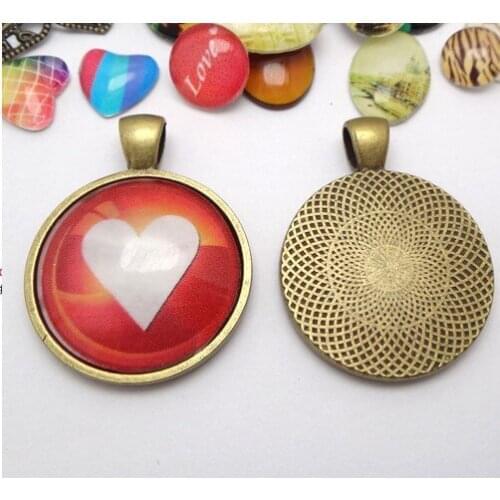 20pcs Antiqued Bronze 25mm Round Pendant Trays Cabochon Settings #22737