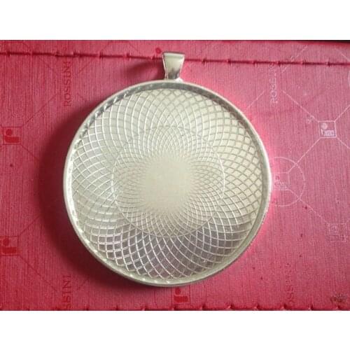 20PCS Bright Silver Color Plate 2" Round Pendant Trays Cabochon Settings #23065