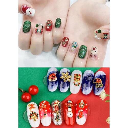 24PCS Kapmore 3D Nail Art Rhinestone DIY Cute Nail Art Decor Nail Art Jewelry Metal Nail Stick for Christmas Party Decor