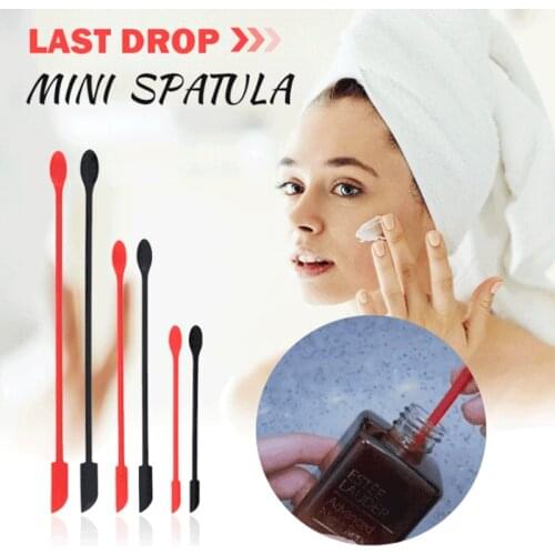 3PCS Flexible Last Drop Spatula Double-head Last Drop Mini Spatula Silicone Scraper Jam Cooking Cosmetic Makeup Spatula