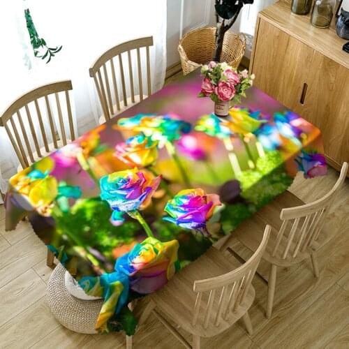 3D Tablecloth Color Flower Pattern Polyester Cotton Material Dustproof Tablecloth Home Wedding Party Decoration Table Cloth
