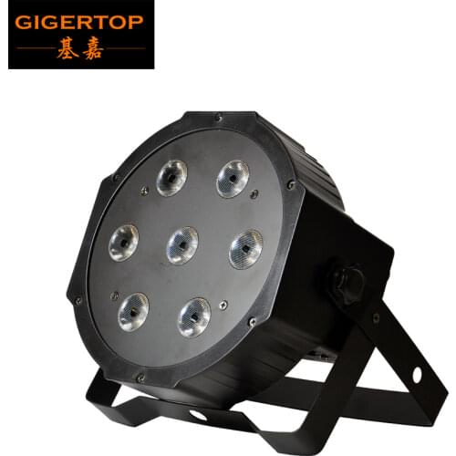Gigertop New TP-P07A 7x12W RGBW 4IN1 Flat Led Par Light Plastic Case Silent Cooling Fan High Brightness 4/8 Channels Dual Mode