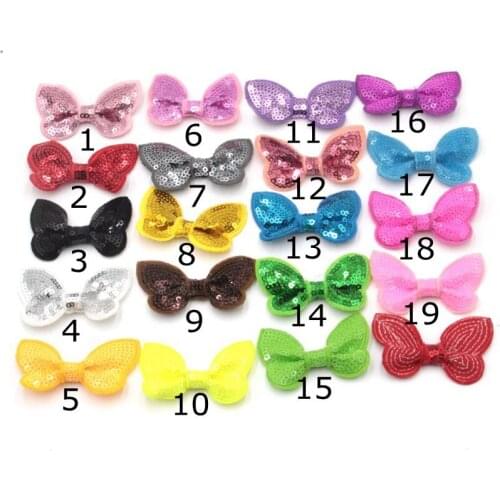 50pcs/lot Hair Flower Clips Sequin Bows Hair Clip Knot Appliqued Girls' Hair Accessories Sequin Hair Bows