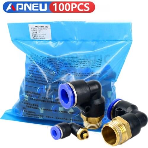 50pcs Lot Lots PL Pneumatic Fitting Elbow Quick Connector 1/8" 1/4" 3/8" 1/2" Male Thread Push In 4-M5 6-M5 Fittings
