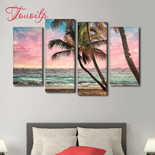 4pcs/set 5d Sea view beach Diamond Painting Cross Stitch Pattern Diamond Embroidery Mosaic Full Drill Home Decor DIYPainting
