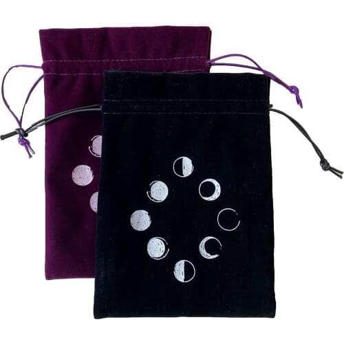13x18CM Velvet Moon Phase Tarots Storage Bag Oracle Card Witch Divination Accessories Board Games Deck Table Game Bags