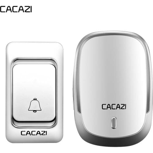 CACAZI Wireless Doorbell Waterproof 300M Remote EU Plug-in Home LED Calling Door bell Chimes Battery 1 Button 1 Receiver