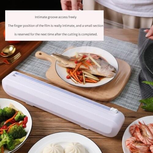 Punch-free Fixing Food Wrap Dispenser Cutter Foil Cling Film Wrap Dispenser Plastic Sharp Cutter Storage Holder Kitchen Tool