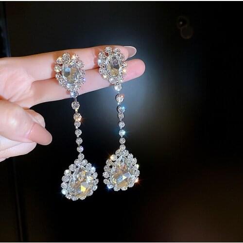 Big Heavy Shining Sparkling Crystal Dangle Earrings for Women Exaggerated Fashion Geometric Temperament Party Jewelry 2021 New