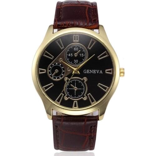 Fashion Brand Geneva Men Watches Mens Quartz Watches Men Sports Watches Leather Relogio Masculino reloj hombre heren horloge