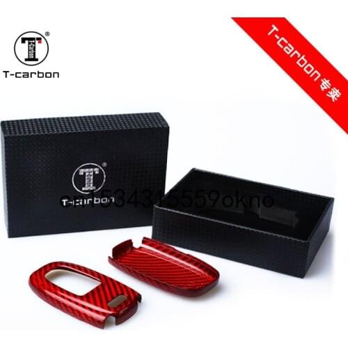Red Carbon Fiber Car Key Case Cover For Audi A4L A6L A5 S6 Q5 A7 A8L Accessories Fob Shell Key Bag