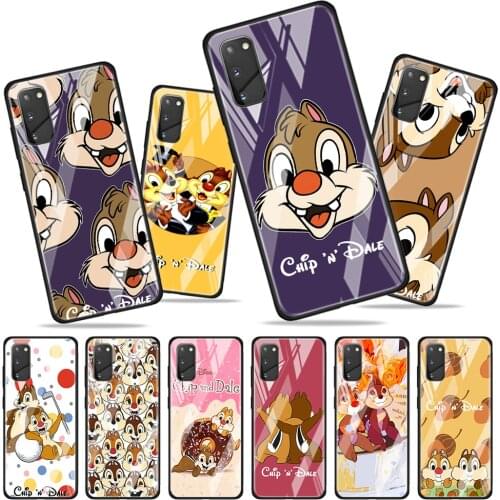 Disney Chip 'n' Dale cute for Samsung Galaxy S20 FE Ultra Note 20 S10 Lite S9 S8 Plus Luxury Tempered Glass Phone Case Cover
