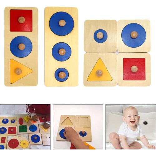 Wooden Geometric Shapes Montessori Puzzle Sorting Early Learning Educational Game Baby Toddler Toys for Children
