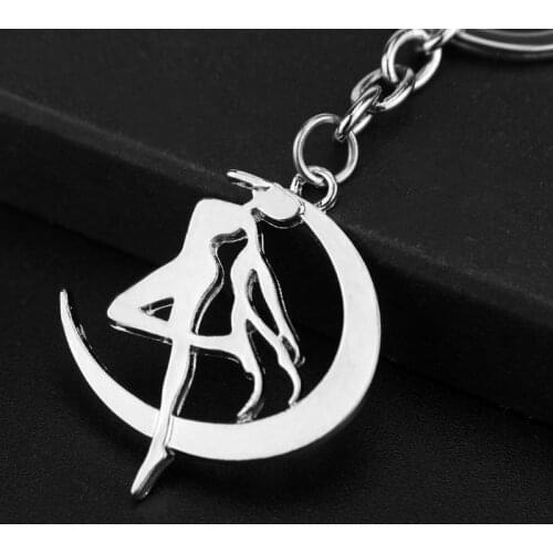 Dongsheng Anime Girl KeyChain Silvery Figure Necklace Pendant Keyring Jewelry Fashion Car Key Chain