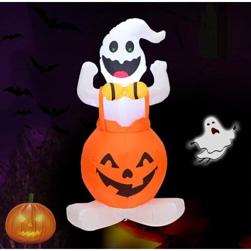 Halloween Party Inflatable Pumpkin Horror LED Light Ghost Garden Stand Halloween Party Supplies Decorations 1.2m high