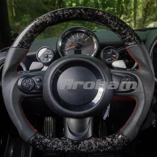 Customized Forged Carbon Fiber Steering Wheel With Leather Sport Style For Mini Cooper S R55 R56 R58 R57 R60 R61 R59