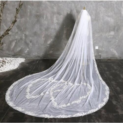 Dubble Heart Exquisite Lace Bridal Veil | Handmade Soft Tulle Love Wedding Veil | Elegant Custom Length Bridal Veil | Bridal Hai