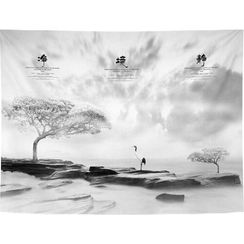 Chinese Classic Vintage Landscape Background cloth hanging cloth Lotus Mood Room renovation Wall-decorated tapestries