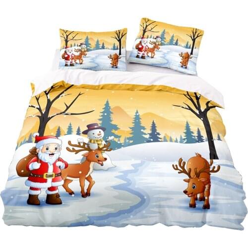 Santa In The Forest Pattern Duvet Cover Set 228x228 With Pillowcase,200x230 Quilt Cover,Blanket cover,HD printing Bedding Set