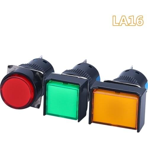 La16-11 16mm Button Switch Self-locking / Reset / Instantaneous 3-pin No + NC 6-pin 2No + NC 3A / 250VAC Blue Green Red White