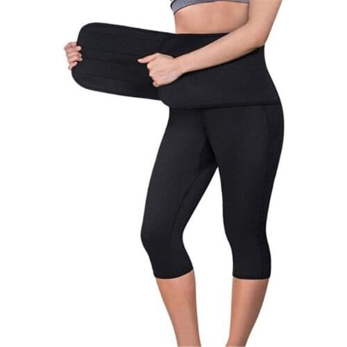 Sauna Sweat Pant Capris Fat Control Legging With Waist Trainer Belt Hot Sweat Pants Weight Loss Hot Thermo Body Shaper Trouser