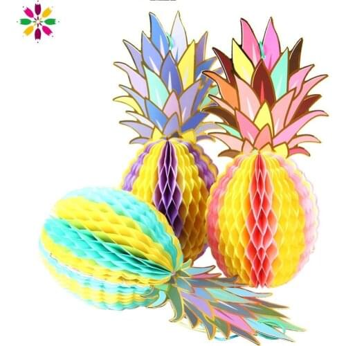 Summer Hawaiian Party Decoration 3pc/set Honeycomb Pineapple Table Centerpiece Beach Pool Luau Tropical Birthday Party Decor