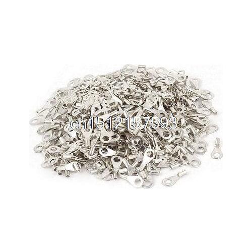 500 Pcs 0.2-0.5mm2 Cable Copper Lug Terminal Connector for 3mm 3/25" Dia Bolt