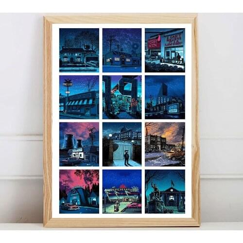 Canvas Wall Art View Street Landscape Prints Poster Home Decoration Dream Night Train Painting For Bedroom Modular Pictures Home