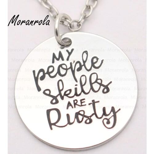 New arried"My People Skills are Rusty"Copper necklace Keychain,charm Funny Quotes Jewelry