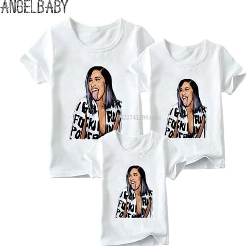 Matching Family Outfits Hip Hop Rapper Cardi B Print Boys Girls T-shirt Family Matching Look Clothes Kids&Man&Woman Funny Tshirt