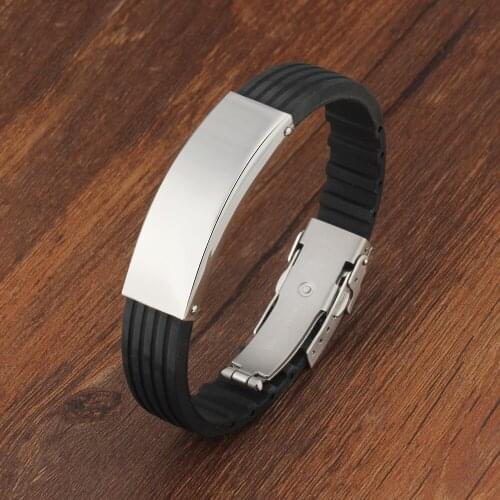 Personalized Custom Silicone Clasp Bracelet for Kids With Stainless Steel Tag Free Engraved ID Wristband For Men Women
