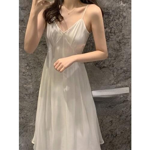 Sexy New Summer Holiday Long Dress Cross Spaghetti Strap Backless Beach Style Ankle-Length Women Loose Satin Aline Dresses