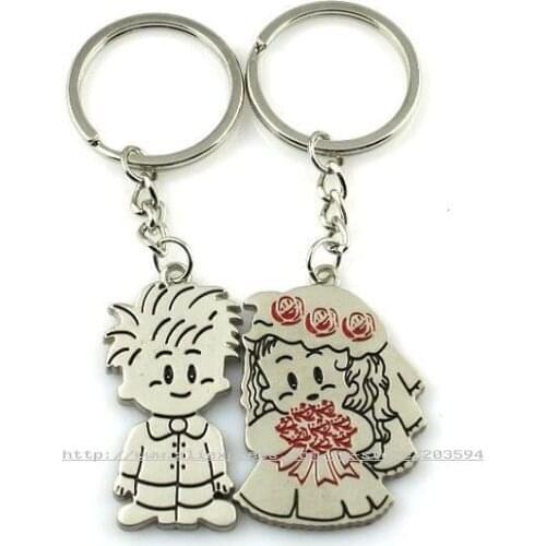 S6404 The bride and bridegroom ( Key Chain )Key Ring Cute Alloy Pair Chain Best Gift for Lover Best Gift to Valentines