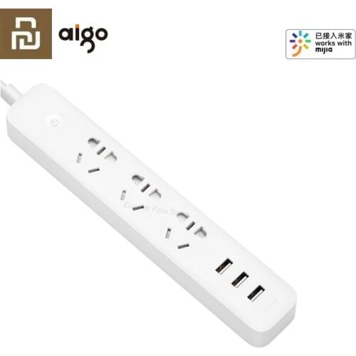 2021 Xiaomi Aigo Smart Power Strip Voice Control Mijia APP Remote Control Timing Switch With 3 Outlets &3 USB Charger