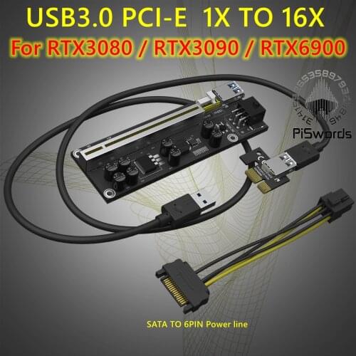 USB3.0 PCI-E 1X TO 16X For RTX3080 / RTX3090 / RTX6900