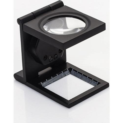 Magnification 8X Illuminated Metal Folding Linen Tester Loupe Counter Magnifier Cloth Testing Magnifyingf Glass with Led Lights